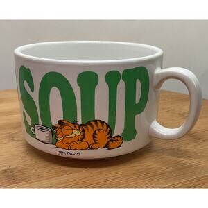 Vintage Garfield Ceramic Soup Mugs Green Jim Davis Enesco 1978 E7474